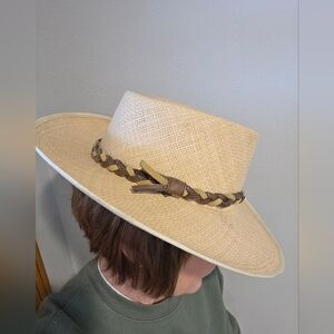 Men's Dobbs Fifth Ave NY Sz 7 Panama Straw Gambler Plantation Style Hat USA  Tan